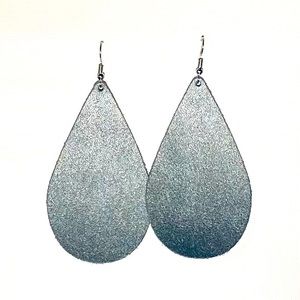 Real Genuine Leather Earrings - Dewdrop Blue